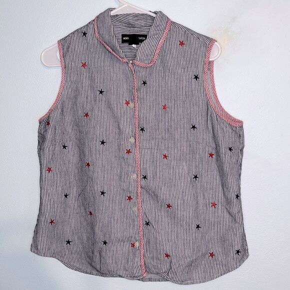 Women’s Norton McNaughton Linen Blend 4th of July button down vest size large - Picture 2 of 5